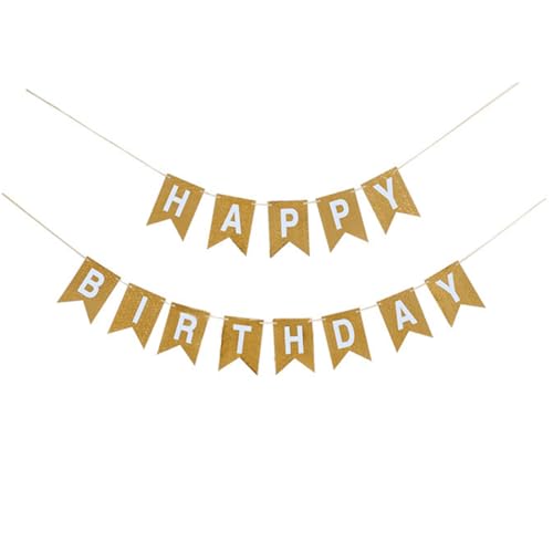 Guirlanda Happy Birthday, bandeiras feliz aniversário, decoração festa de aniversário bandeira cartazes bandeira pendurado papel cores pastel letras douradas 12 x 17 cm com fita 4,65 m