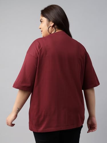Image of JUNEBERRY 100% Pure Cotton Oversized Baggy Fit Drop Shoulder Solid Core Plus Size T-Shirt Combo for Women (Pack of 2) (Sizes from: 2XL to 5XL)