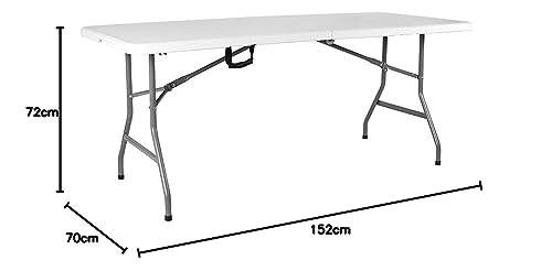 Home Vida Folding Table 5ft Heavy Duty Extra Strength Camping Buffet Wedding Market Garden Party Car Boot Stall Picnic Trestle Indoor Outdoor Foldaway Carry Handle - Image 3