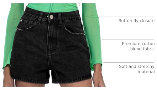 Image of onlypuff Womens Jean Short Cut Off Denim Shorts High Waist Ripped Distressed Stretchy