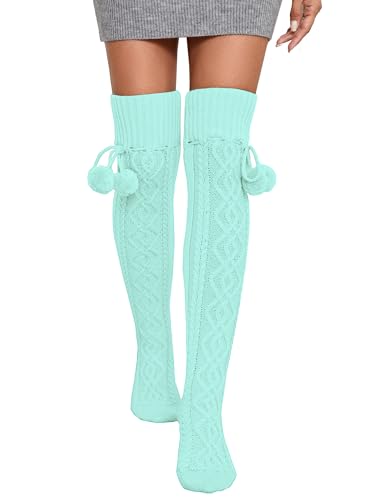 Image of YELAIVP Women's Thigh High Socks - Extra Long Cable Knit Over the Knee Socks and Leg Warmers
