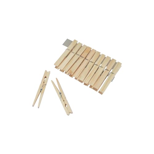 Homéa, Set de 12 Pinces à Linge Bois 10 cm Naturel