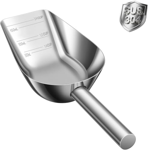 Mutclord Pet cat-dog food-scoop measuring 1-cup - Food-grade 304 stainless steel material | 1-Cup capacity | Precision scale measurements