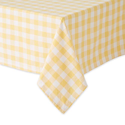 DII Checkered Tabletop Collection 100% Cotton, Machine Washable, Tablecloth, 60x84, Yellow by DII - Image 2