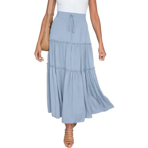 Jupe plissée femme grand ourlet bleu clair XL au design patchwork gâteau unique