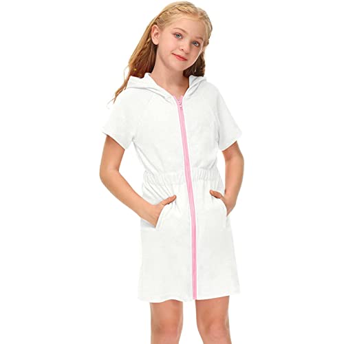 Mercatoo Traje de banho feminino com zíper Terrys Cover Up Roupão de banho com capuz com bolsos mang