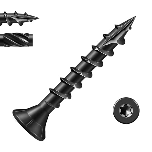 #8 Deck Screws 1-1/4" Exterior Decking Wood Screws Heavy-Duty Outdoor Torx Drive Head,Black Rust Resistant Epoxy Coated for Timber,Fence,Star Bit(5Ib,903Pcs)