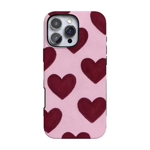 Casely iPhone 16 Pro Max Case | Whole Lotta Love | Plum Hearts | Bold Protective Design | MagSafe Compatible Design