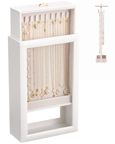Lolalet 1 Layer Necklace Aufbewahrung Ketten Aufbewahrung Schmuckorganizer für Halsketten durchsichtige Vorder- und Rückwand doppelseitige Aufhängeplatte - Weiß
