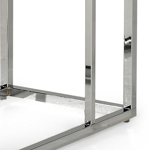 Steve Silver Company Lucia Chairside End Table, C Shaped End Table with Chrome Base, Living Room, Bedroom, Modern, Hardwood Veneers, Rectangular, Decor, 16" D x 30" W x 40" H, Brown, Chrome - Image 5