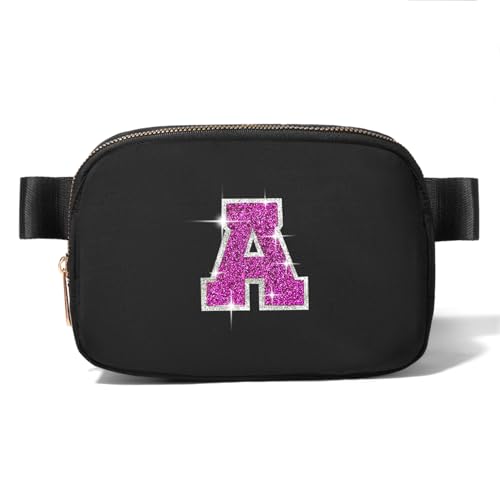 Image of 6 7 8 9 10 11 12 Year Old Girl Gifts Personalized Birthday Gifts for Her Sister Daughter Initial Crossbody Bag Fanny Pack Purse for Teen Girl Gifts Trendy Stuff Preppy Stuff (Black-A)