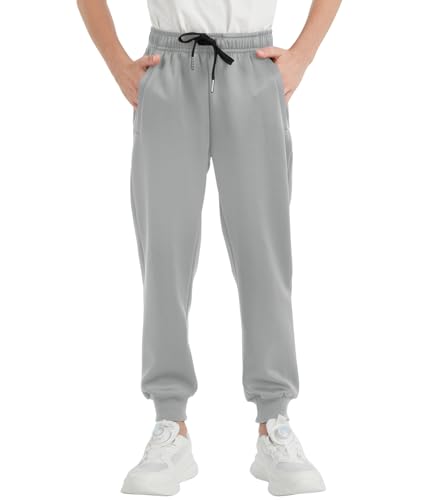 QBK Boys Joggers Slim-Fit Tapered Sweatpants with Adjustable Drawstring Waist, Stretch for Sports & Casual Wear 3-16Y