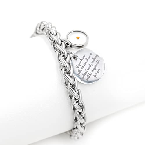 Cool Keel Chain Bracelet With Lobster Clasp, Faith Mustard Seed Charms Bracelet For Men Women 7.9 (Round) Y1918-Round-Steel 0 #TOP2
