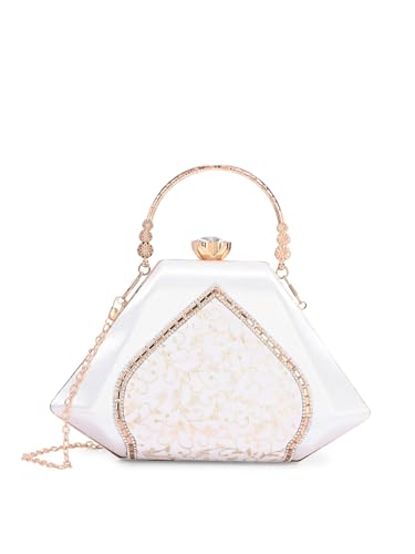 Image of TOOBA Handicraft Women's Beautiful Bling Box Clutch Bag | Evening Bag, Bridal Purse & Party Handbag | Wedding & Special Occasion Clutch (Mix Pyramid)