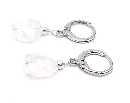 Natural raw clear quartz drop earrings...