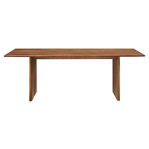 Image of Modway Amistad 86 inch Solid Wood Modern Farmhouse Rectangular Dining Table in Walnut