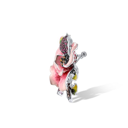 Image of Santuzza 925 Sterling Silver Enamel Brooch Pin for Women