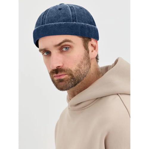 Image of Glamorstar Brimless Dome Hats for Women Men Sailor Beanie Cap Vintage Docker Hat