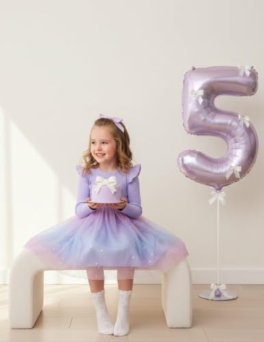 Image of PATPAT Girl's Tulle Dress Tutu Party Birthday Poster Formal Fancy Flower Princess Dresses