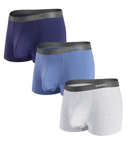 Separatec Mens Trunks Underwear with Dual Pouch Mens Underwear, Soft Breathable Rayon Made from...