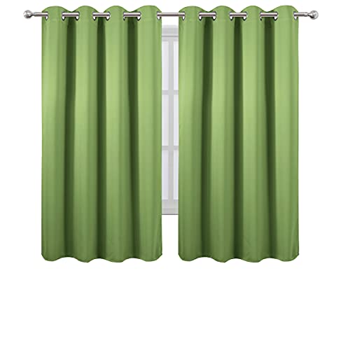 Image of LEMOMO Light Green Blackout Curtains 66 x 63 Inch Length /Set of 2 Curtain Panels /Thermal Insulated Room Darkening Blackout Curtains for Bedroom