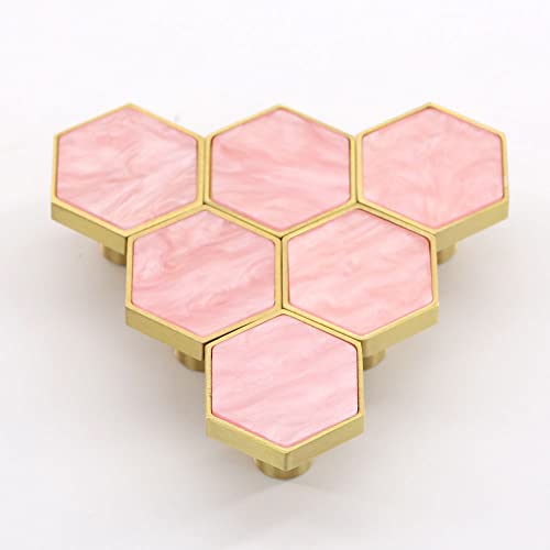 EVERGD 25mm Pure Copper Handle Shell Brass Gold Wardrobe Kitchen Cabinet Door Knobs Drawer Cupboard Hardware Pull Handle Clothes Coat Hook Modern Simple (Pink - Image 2