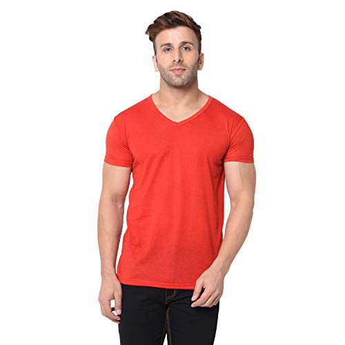 Image of Men's Cotton Blend Half Sleeve V Neck Tshirt