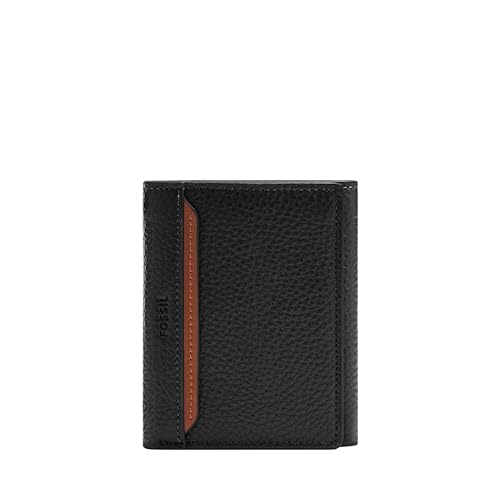 Image of Fossil Men's Wallet, Huntington Leather Trifold Wallet for Men, Black