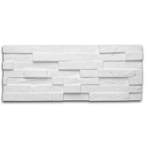 DECOSA Panneau mural à décorer Sierra 3D-relief - aspect briquette - polystyrène - blanc - 20 x 50 cm - 1 sachet (=0,5 m2)