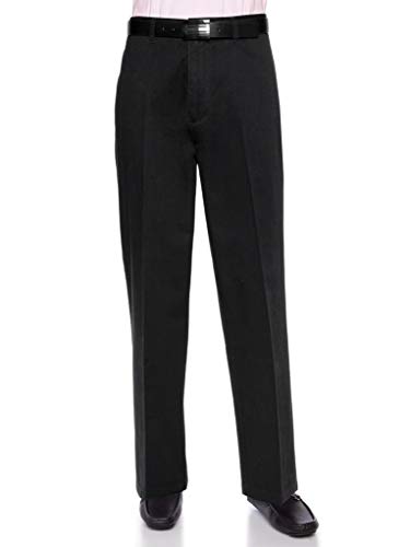 AKA Men's Wrinkle Free Cotton Twill - Traditional Fit Slacks Flat-Front Chino Straight-Legs Casual Pants