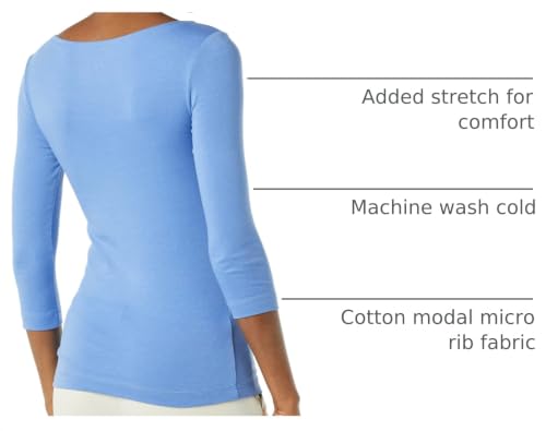 Image of Amazon Essentials Women's Slim-Fit 3 /4 Sleeve Boat Neck Cotton Modal T-Shirt