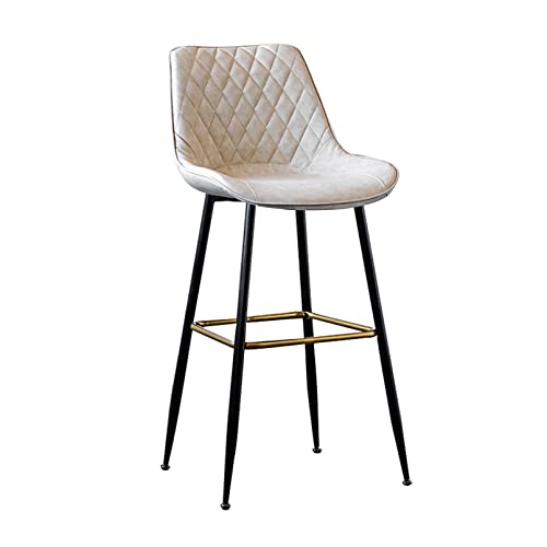Tabouret de bar moderne en cuir orange avec assise rembourrée hauteur 73 cm