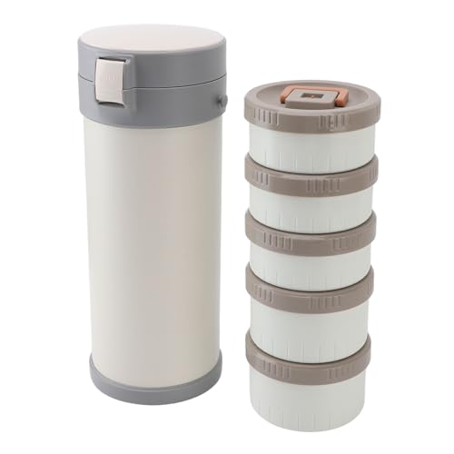 Insulated Stainless Steel Box,3.4L Insulated Food Jar Stainless Steel 5 Layer Stackable Insulated Lunch Box with Strap Leakproof Microwave Freshness Locking for