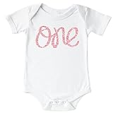 Olive Loves Apple 1st Birthday Onesie Girl Glitter Onesie Rose Gold 1st Birthday Onesie For Baby Girls, Rose Gold Glitter, 6-12 Short Sleeve