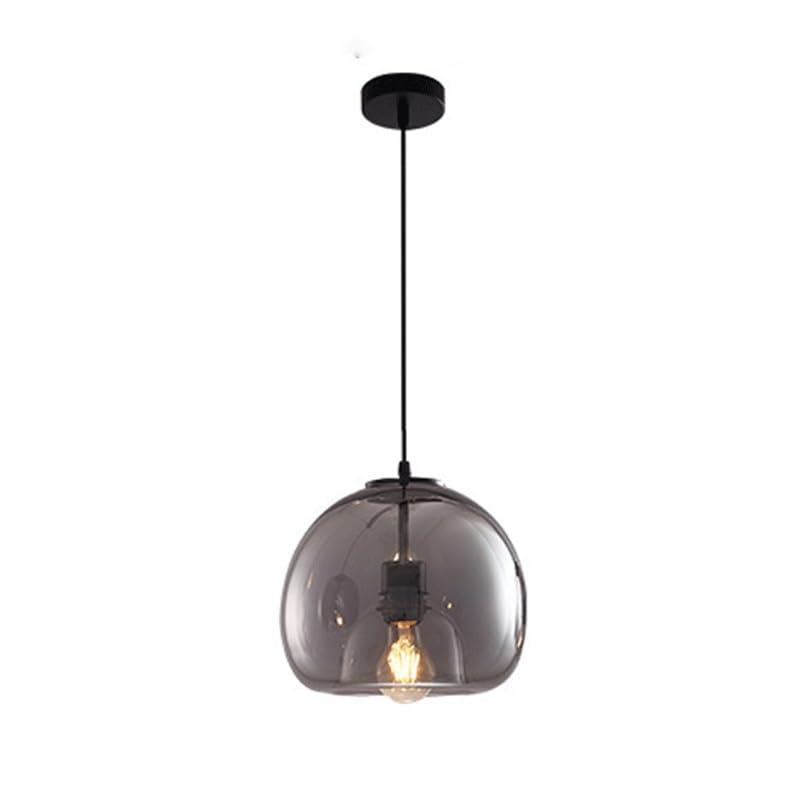 Lampe suspendue en verre gris moderne avec base E27 et cordon réglable