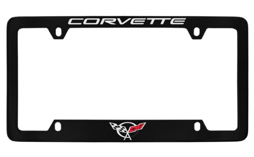 Chevrolet Corvette C5 Black Coated Metal Bottom Engraved License Plate Frame #TOP2