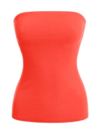 Image of MixMatchy Women's Stretchy Strapless Tube Top Y2K Bandeau Top