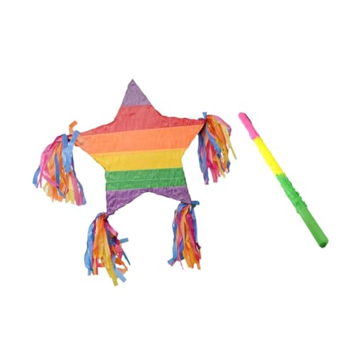 Star Pinata with Hitting Stick - Colorful Festival Birthday Party Decoration for Kids and Adults - 20.47 Inch
