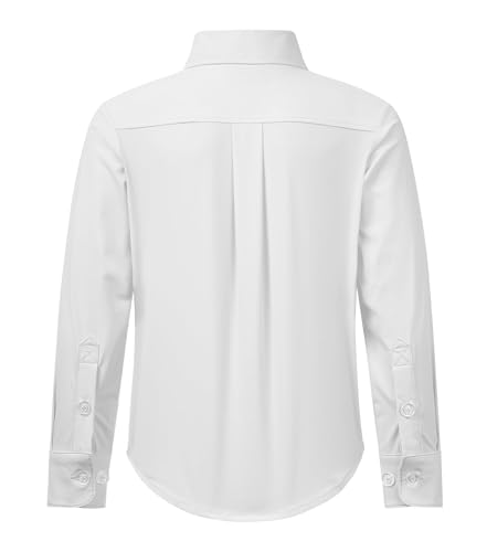 Image of 2T-16Y Boys' Stretch Long Sleeve Button Down Toddler Dress Shirt Wrinkle Free Oxford Uniform Shirt with Chest Pocket
