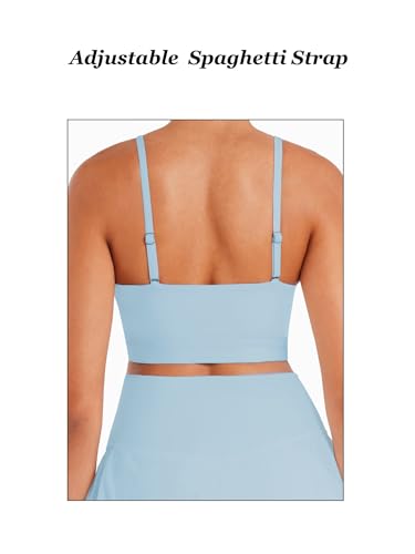 Image of Sunzel Adjustable Straps Sports Bra Padded Yoga Crop Top Light Support | Buttery Soft, Wireless, Adjustable Spaghetti Straps, Removable Pads, Bandeau Bra with Straps, Workout Gym Daily Wear