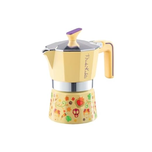 Pedrini Cafetera Frida Kahlo Moka 3 Tazas, Amarillo