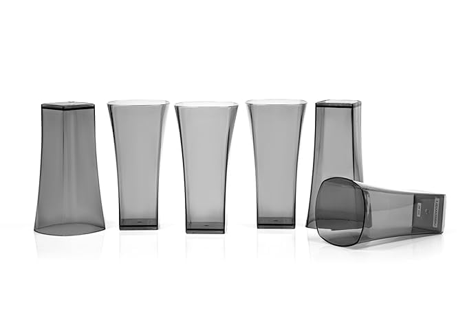 Image of SORATH Premium Drinking Glasses Set - Pcs Transparent Glassware | Stylish Tapered Glass Tumblers for Water, Juice & Cocktails | Modern Everyday Drinkware for Home & Commercial Use (Black, Pack of 12)