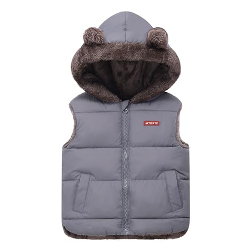 Kids Boys Girls Vest with Hooded Zipper Sleeveless Jacket Winter Warm Waistcoat Outwear with Pockets
