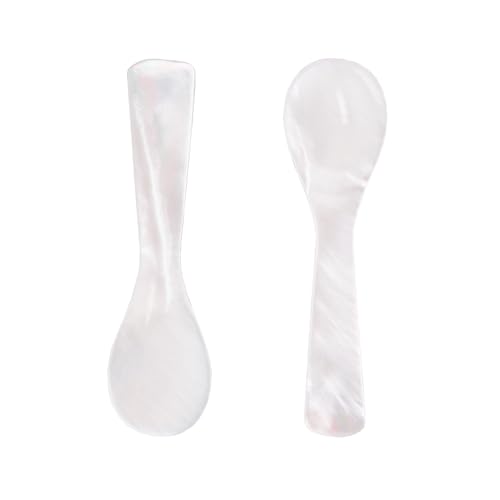 GDMINLO Caviar Spoons Mother of Pearl Spoons with Hand Craft W Round Handlefor Caviar, Egg, Ice