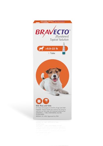 BRAVECTO Topical Solution for Dogs, Flea & Tick, 12 Week Supply, 9.9-22 lbs., Orange Box