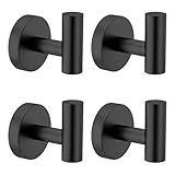 CHIKESI Towel Hooks for Bathroom,SUS 304 Stainless Steel Heavy Duty Hooks,Shower Hook,Wall Mount Towel Holder,Wall Robe Hook,Bedroom,Hotel,Pool,Coats,Drill Hole,Round (Black-4 Pack)