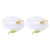ベルベットスタンションロープ 2本パック 群衆制御バリアロープ 研磨スナップフック付き キュースタンド、映画館、VIPライン、展示ホール用(ホワイト)(4.9フィート)