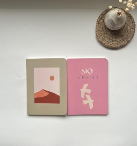 Image of Paperfold A6 Pocket Notebook Set of 2 | Plain Unruled Pages | Premium 80 GSM Natural Shade Paper | Soft Bound Mini Journal for Notes, Sketching, Journaling & Travel | Aesthetic Notebook | 70 Pages | Sage Green & Pink Sky
