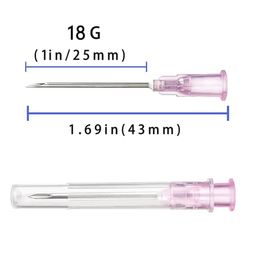 Image of 100Pack 18Ga 1 inch Luer Lock for Scientific Lab Refilling Ink | Individually Packaged