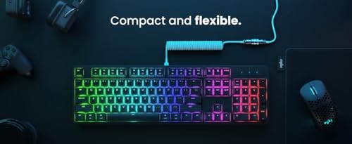 PWNAGE Ultra Custom Coiled Aviator USB C Cable for Gaming Keyboard, Double-Sleeved Mechanical Keyboard Cable with Detachable Metal Aviator, 1.8M USB-A to USB-C, Mint Color (Mint)